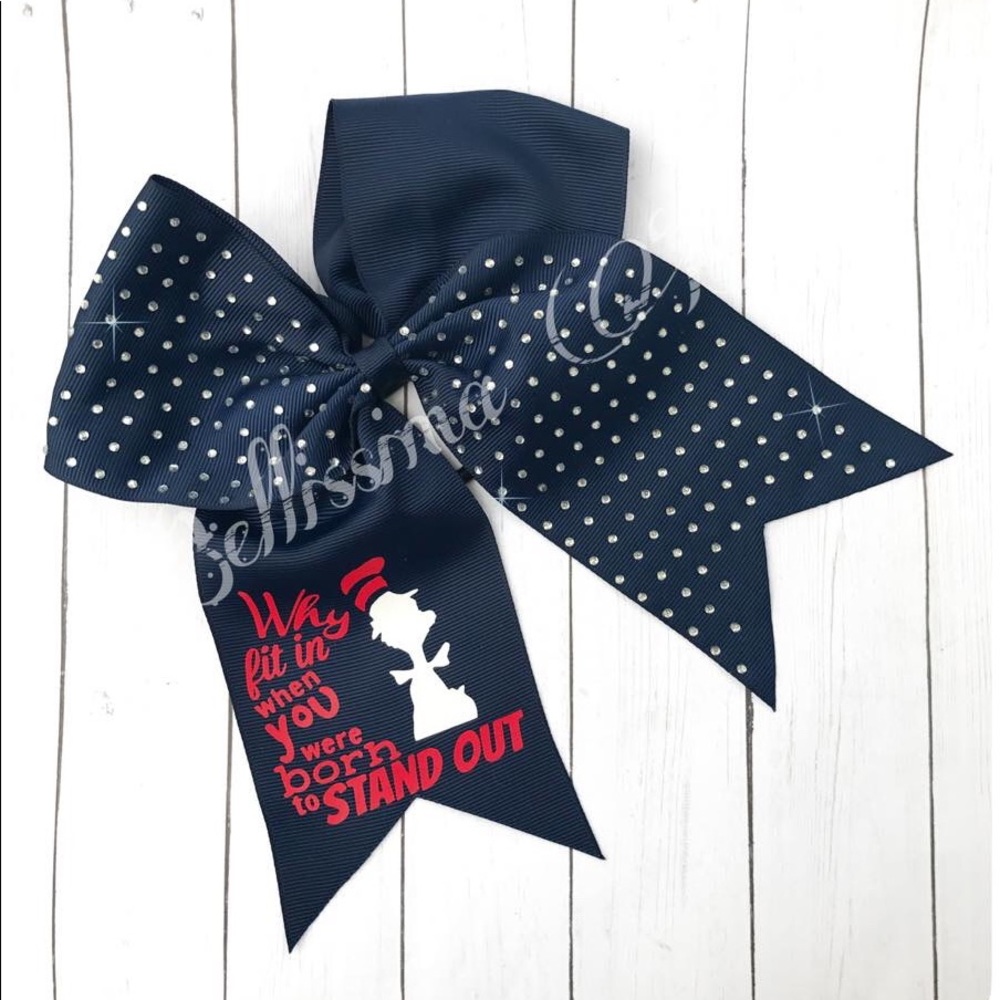 Dr Seuss Why Fit In Cheerbow Rhinestone NEW